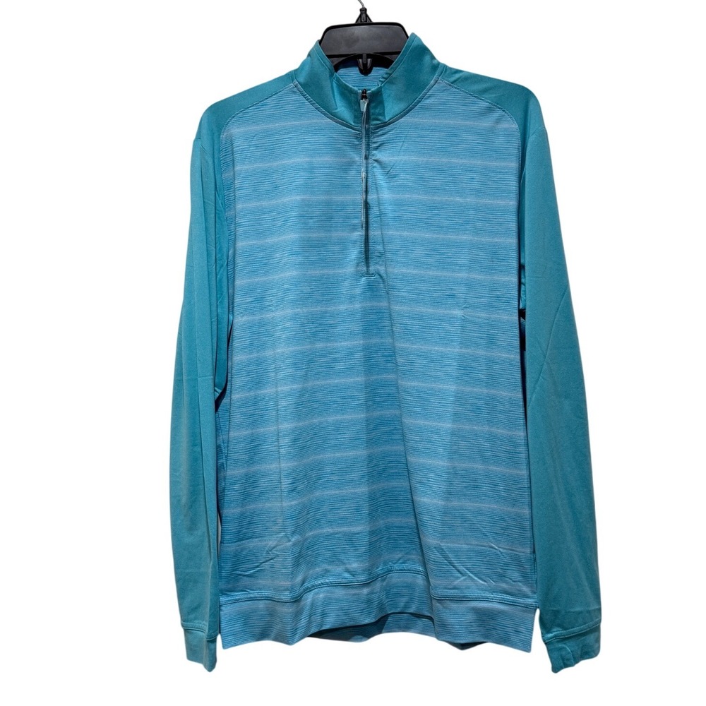 johnnie-O Bert Mens Quarter Zip Pullover Baja Blue Stripe NWT Medium M‎ Golf